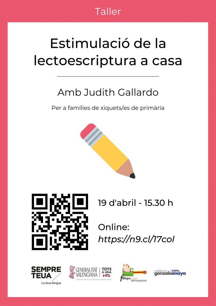 La federació, amb la formadora Judith Gallardo, organitza el taller en línia "Estimulació de la lectoescriptura a casa" per a famílies.